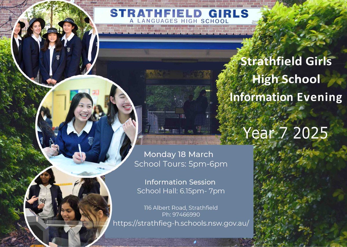 OPEN NIGHT 
Strathfield Girls will open its doors for any interested families to join us for a school tour and information session on Monday 18th March. See flyer for more information.