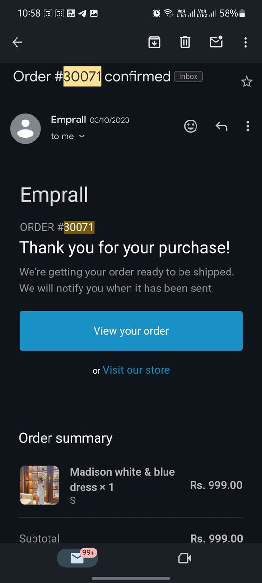 Tsunade_J's tweet photo. After 3 month company ignored all my query and till date I have got no dress and no refund.
@jagograhakjago Please look into the matter and help me to overcome this 6 months mental harassment and work and time wasted to get justice.
I have all  required document supporting same. https://t.co/3rVKkcd6qY