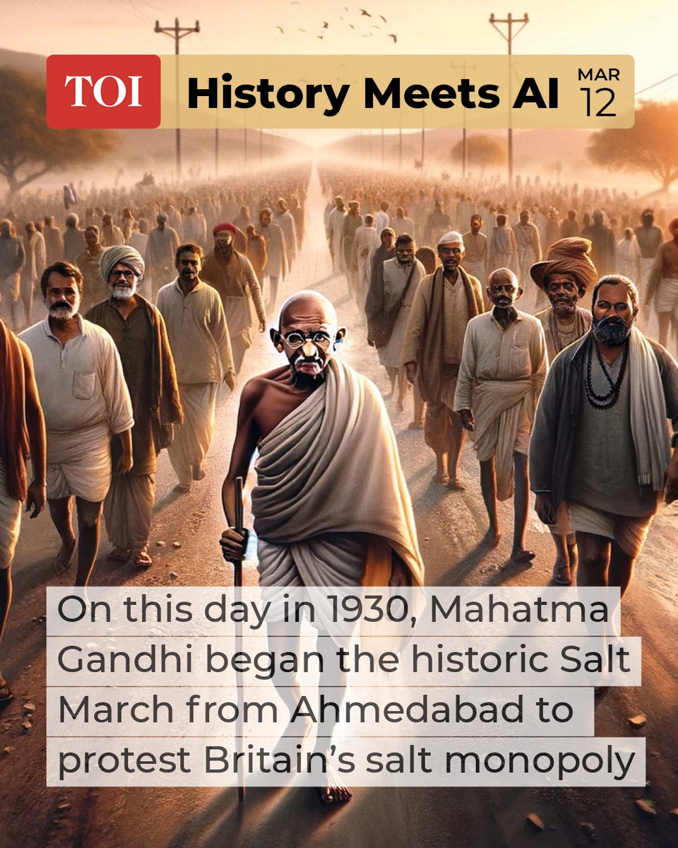 #HistoryMeetsAI | The Salt Satyagraha was a mass civil disobedience movement initiated by #MahatmaGandhi against the salt tax imposed by the British government in India.