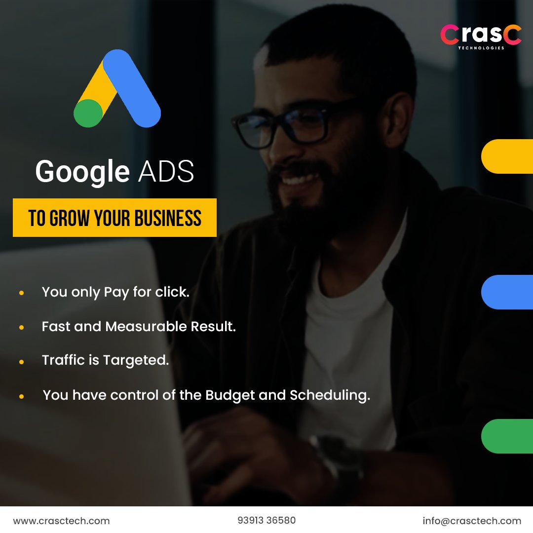 🎯 Boost your business visibility with Google Ads, the key to online success! 🔍 💼 At Crasctech, we specialize in crafting strategic campaigns that drive results! 🚀 Let's elevate your brand together.🌐 #crasctech #digitalmarketing #socialmediamarketing