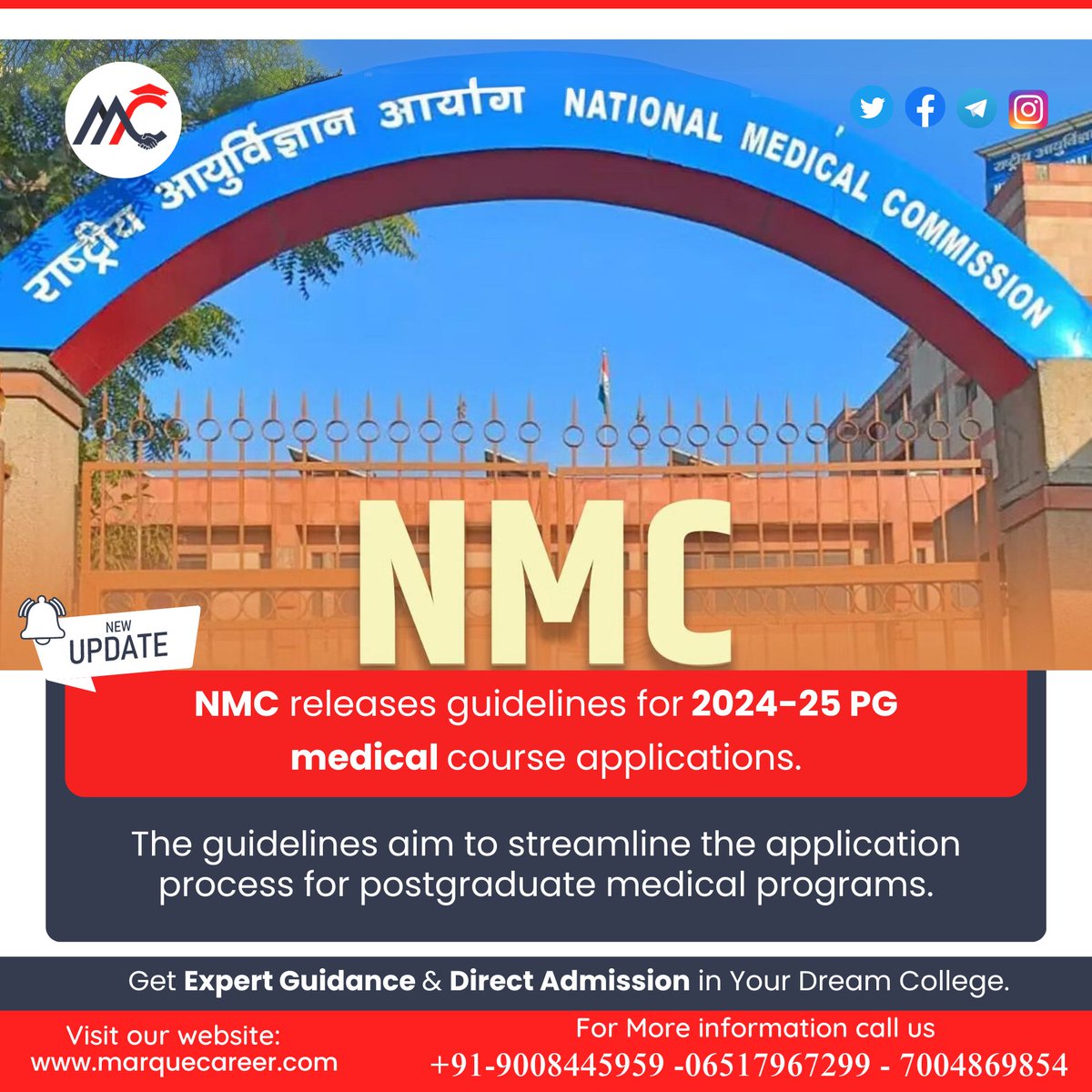 marquecareer's tweet image. Stay ahead of the curve with NMC&apos;s latest guidelines for the 2024-25 PG medical course applications. 

#NMCguidelines #PGmedicalcourse #MedicalProfessionals #2024applications #CareerSuccess #PostgraduateMedical #StayAheadoftheCurve #ApplicationSimplified #MarqueCareer