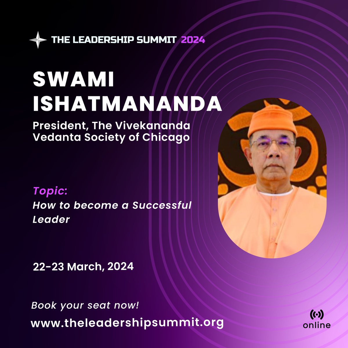 Leadership_Sum's tweet photo. The Leadership Summit 2024 features Swami Ishatmananda as a speaker. He will be giving an spiritually insightful talk on how to become a successful leader.

Swamiji is a President at The Vivekananda Vedanta Society of Chicago.

https://t.co/GWByoyCdS8 https://t.co/Ube5pUmyTu