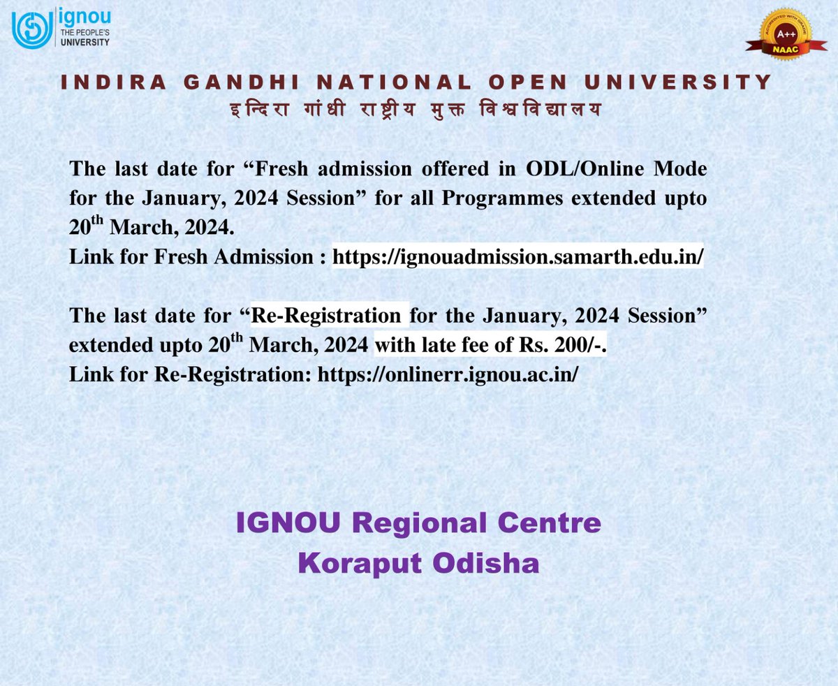 IGNOU RC, KORAPUT (@koraputrc) on Twitter photo 