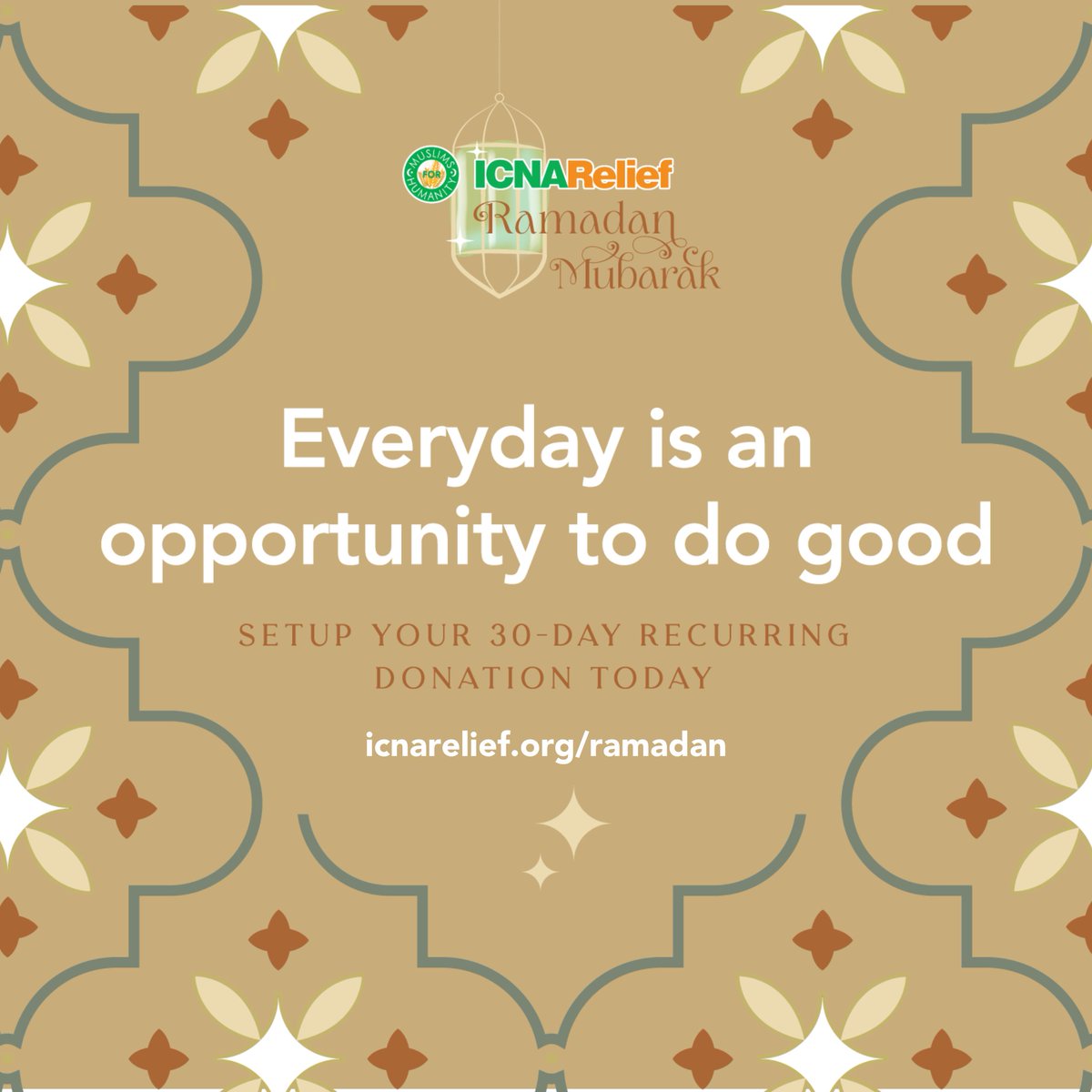 Give every day in Ramadan with Scheduled Giving 📷 Set up your 30-day recurring donation today at icnarelief.org/ramadan