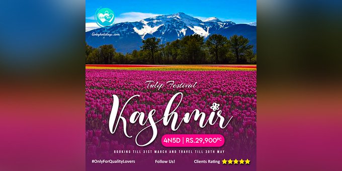 Our #Kashmir tour packages promise you unforgettable memories ranging from family vacations in Kashmir to customized experiential tour packages. Book our 4 nights 5 days Special #TulipFestival Kashmir Tour Package now at only Rs.29,900/- per couple.   #GoByHolidays