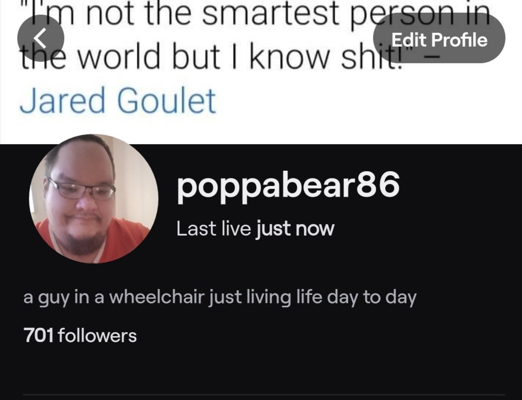 poppabearttv's tweet photo. Thank to awesome community for showing up tonight.  Tomorrow will my 12 hr stream.  So I shall see yall tomorrow. And thank you for 700. Such a huge milestone. https://t.co/Is2T02CWxx