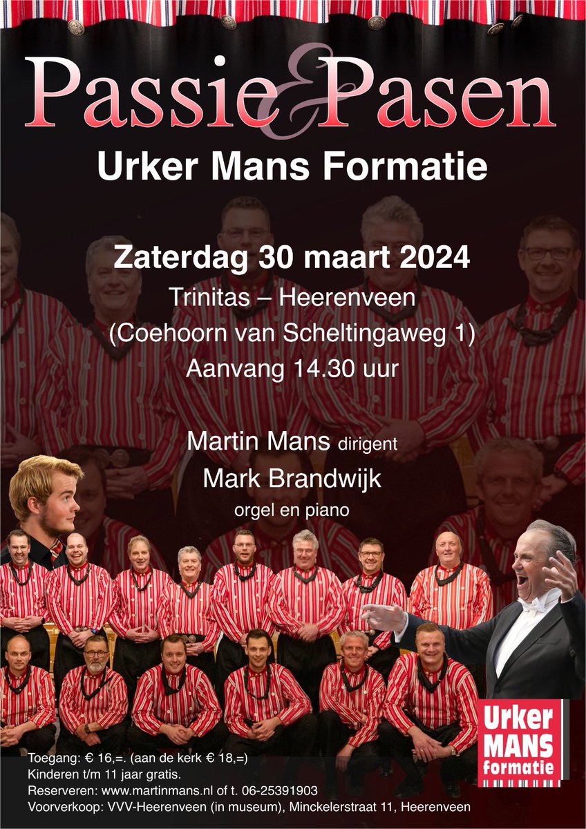 De Urker Mans Formatie heet je welkom in Heerenveen op zaterdagmiddag 30 maart!