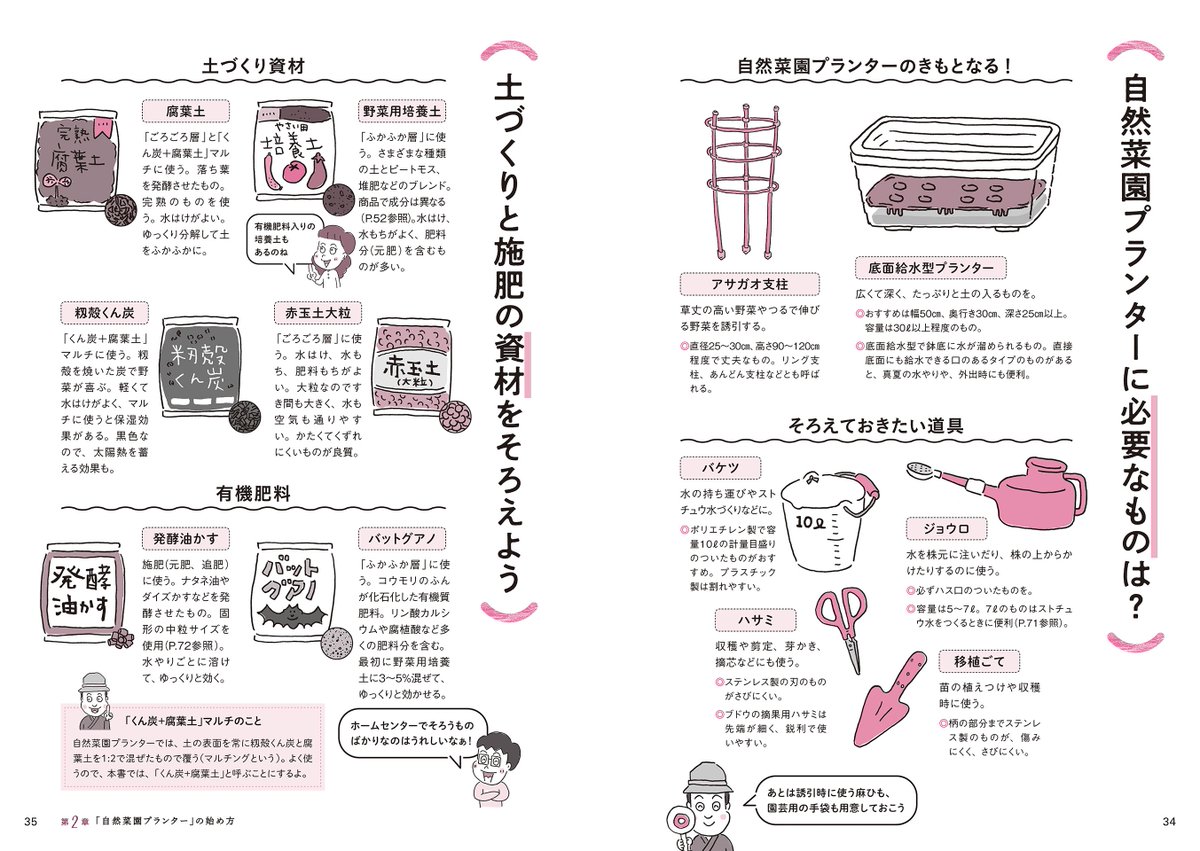 ＼本日発売！／
『マンガでわかる はじめてのプランター自然菜園』
竹内 孝功著
yamakei.co.jp/products/28235…
「土は捨てずにリサイクル」「水やり楽々」
「無農薬・無化学肥料」「合わせ植えで元気に育つ」
マンションのベランダや庭先でOK。
自然の力を活かして、おいしい菜園ライフを楽しもう！