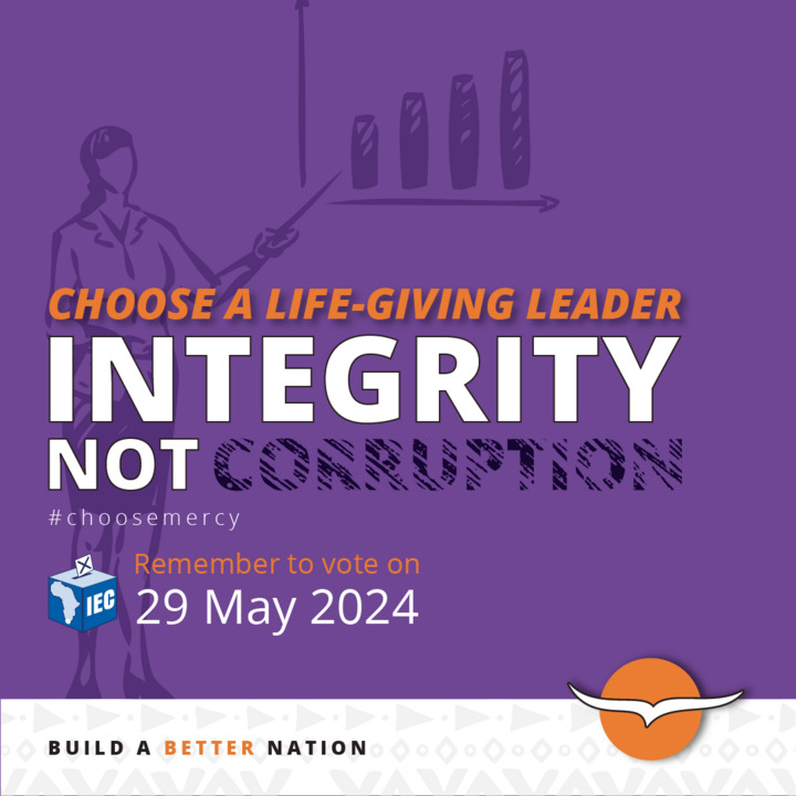 IntercapeBus's tweet photo. BUILD A BETTER NATION
Choose a integral leader, NOT an corrupt one.
"Integrity is doing the right thing, even when no one is watching."
Choose a life-giving leader.
REMEMBER TO VOTE ON 29 MAY 2024
#ChooseIntegrity #Intercape #RSAElection2024 https://t.co/gVOM76Ph0S