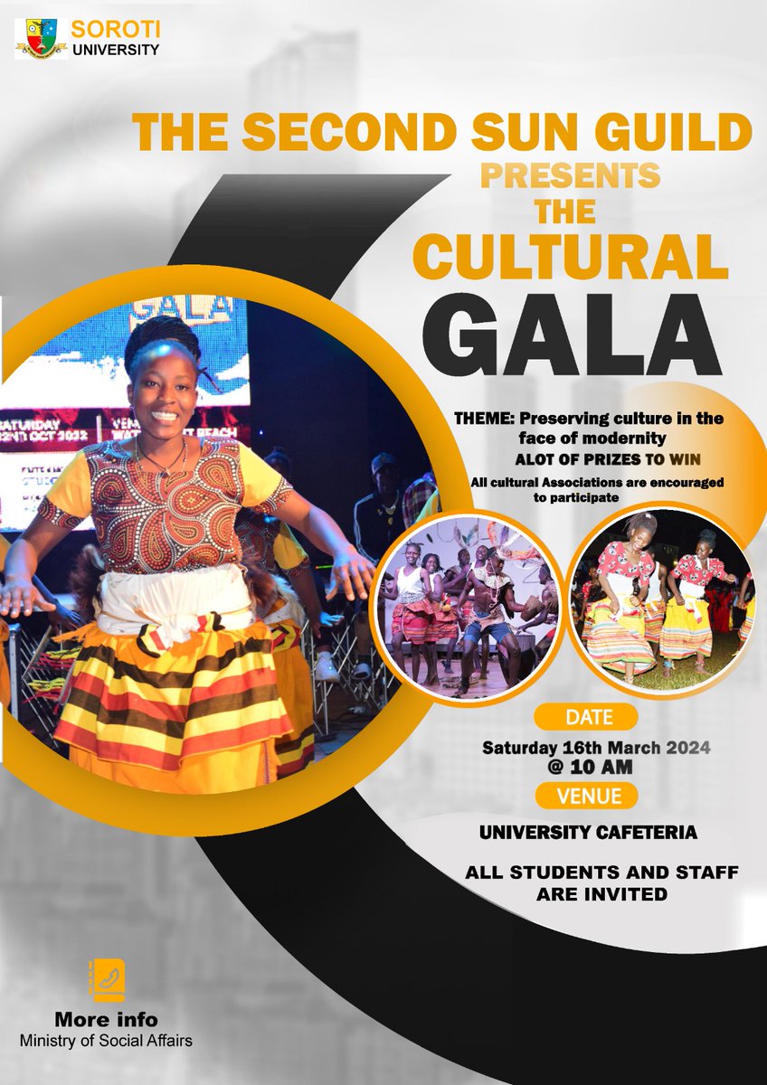 Happening this Saturday: The SUN Cultural Gala🥳🥳💃💃 Come lavish the sight of seeing your Medical students and Engineers🔥🔥🔥 unveil talent in many areas, and also get to understand the different cultures @SorotiUniversi1 💫💫 Don't miss out📌. COME HAVE FUN😂😭