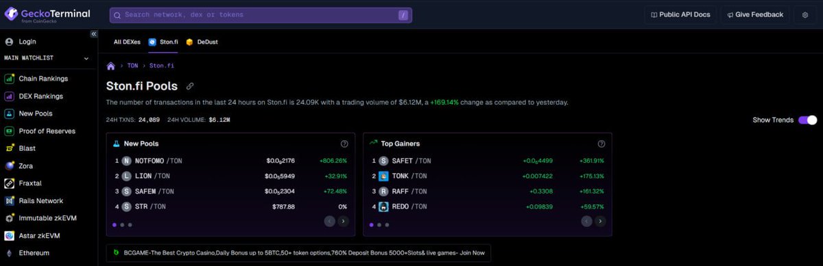 BenBased0X's tweet image. 🏆 We're the top 02 gainer on Gecko Terminal right now. $TON IS MAKING IT; $TONK WILL FOLLOW!

First million reached, are you ready for 10M? 🎯🤖

geckoterminal.com/ton/pools/EQCM…