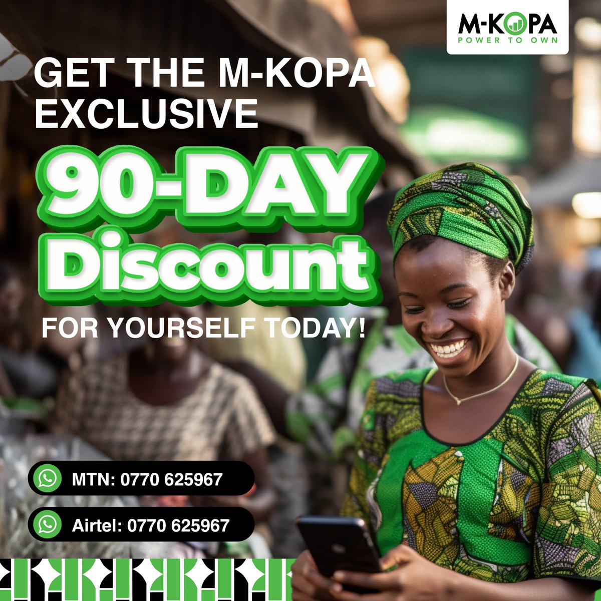 mkopauganda's tweet photo. Get an exclusive 90-day discount on any M-KOPA smartphone when you make a deposit and take home the latest device. Don’t miss this chance to save money and enjoy the benefits of M-KOPA at the same time!

Contact us on WhatsApp!🙂
• MTN: 0770 625967
• Airtel: 0707 743200 https://t.co/LGARrkJtXg