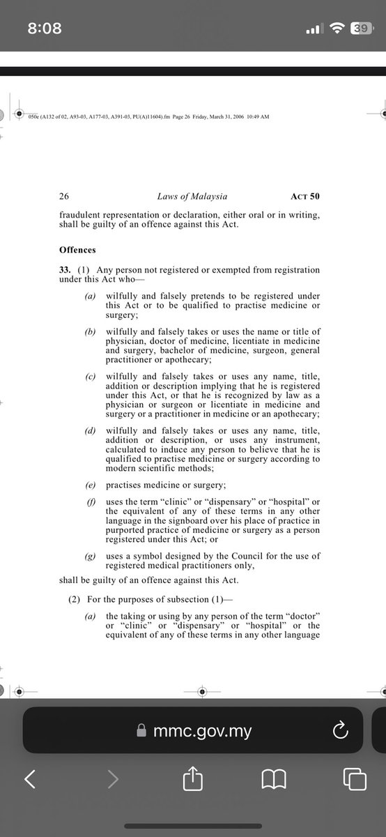 Qiiib's tweet photo. Layak memakai title Dr as long as registered under MMC.

But to practice,
Meaning for reliable consult, incentivised work, taking care of patients.

Perlu:
1- Full Registration
2- APC (tahunan)

Kalau tak ada 2 benda ni,

Atas diri masing masing nak ikut mana. https://t.co/6yjYF8vjr7