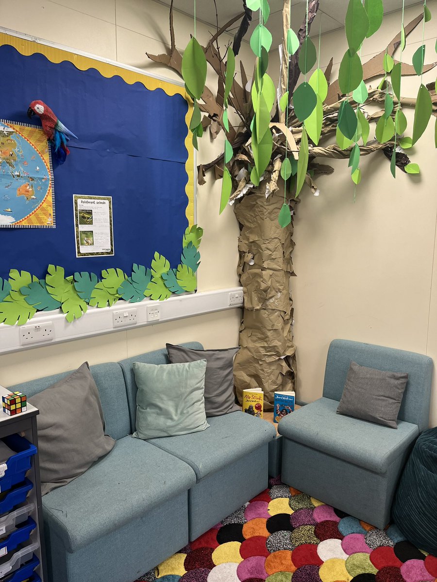 The reading corner in CCA+ is becoming so inviting with our new class tree, think I may settle down with a book myself! #encourage #reading #cosycorner @Head_CCA <a href="/AHT_CCA/">Dillon</a> @SEND_Lead_CCA