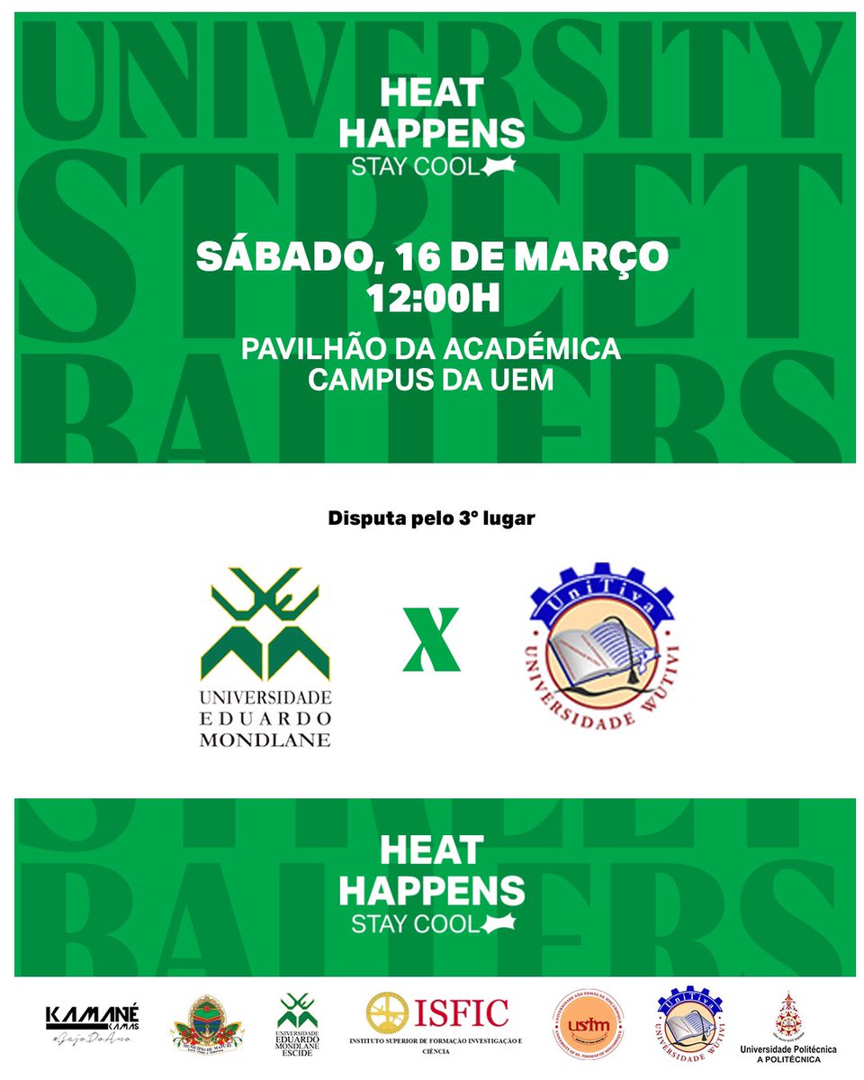 kamanekamas's tweet photo. Final do nosso @sprite University Street Baller 🏀 com Kamané kamas na região sul de MOZ- Cidade e Província de Maputo .
No dia 16 /03 temos a final entre USTM x APOLITECNICA
Após isso, iremos rumar para o norte de MOZ- província e cidade de Nampula . 
#ocaloracontece #ficacool https://t.co/UYbEaSxll3