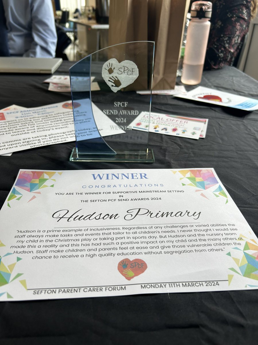 hudson_primary's tweet photo. Sefton Parent Carer Forums 2024 winner - Hudson Primary School, most supportive mainstream setting 🏆❤️ https://t.co/O9Pay0Wvki