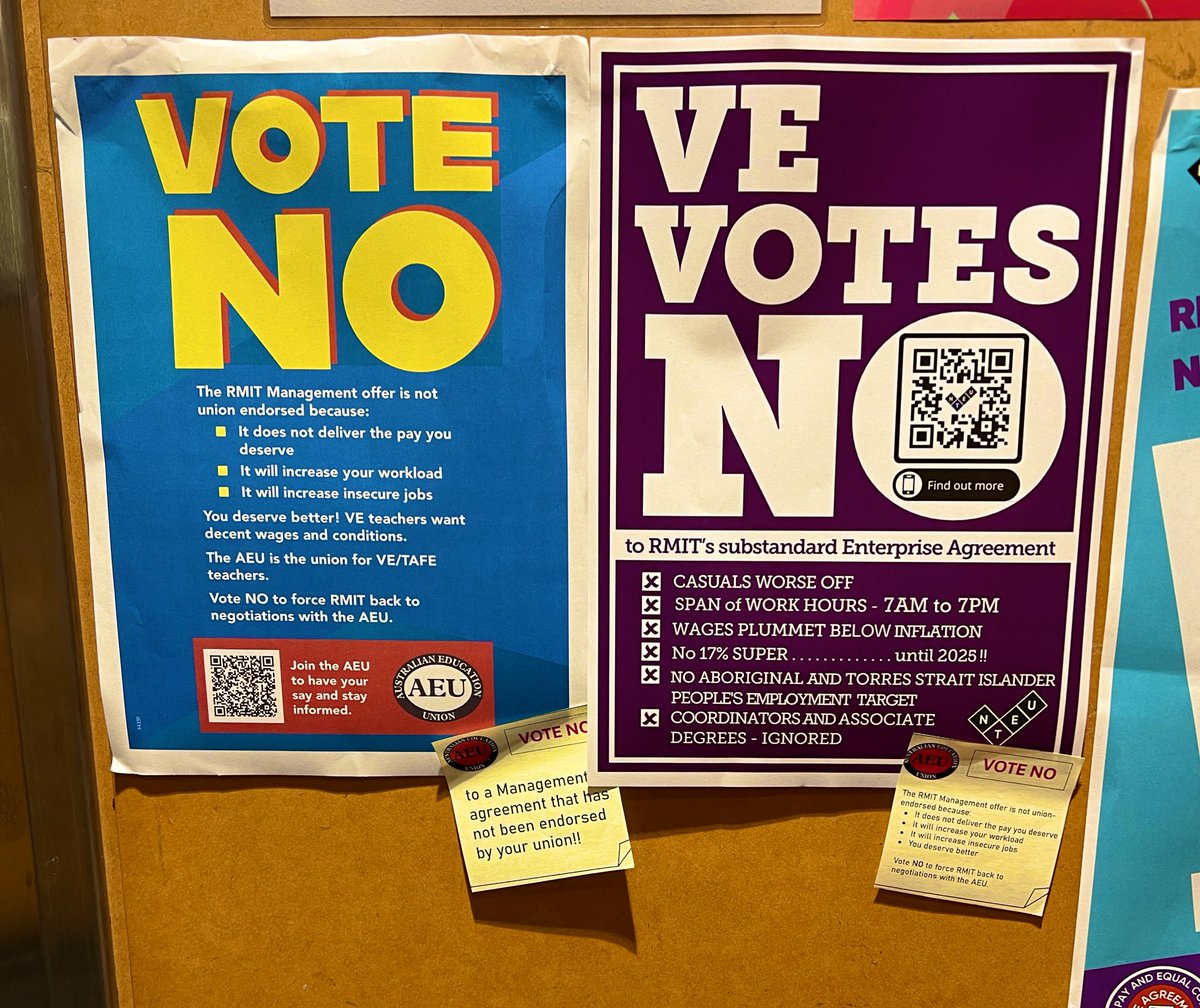 Good to see posters around my RMIT building where I teach. “Votes No!” more info here: nteu.au/News_Articles/…