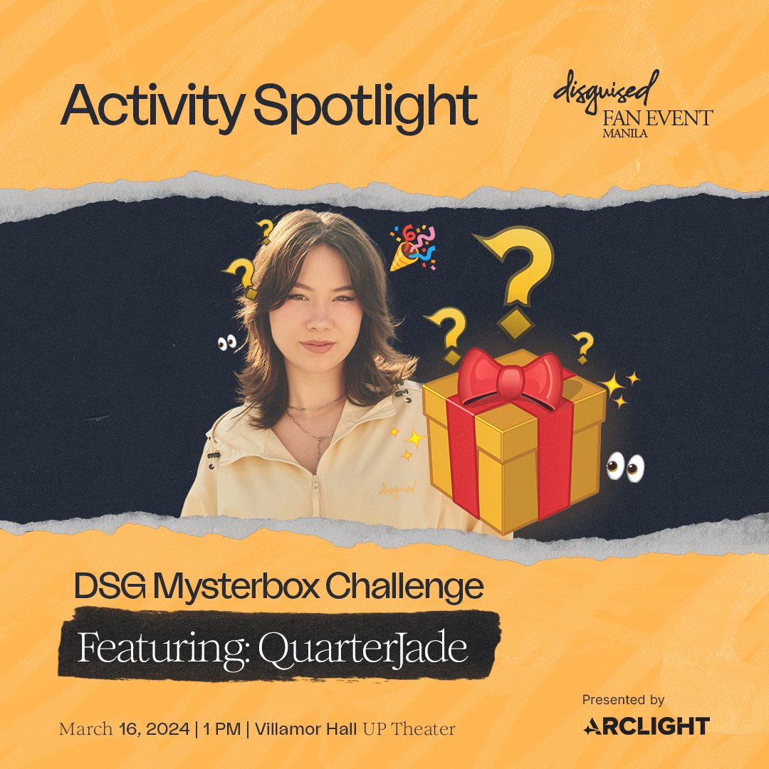 What’s in a box? 🤨 🎁 Can QuarterJade and the DSG Gang figure it out? 

Catch this and many more exciting activities at Disguised Fan Event Manila on March 16, 2024! 

Tickets are still available at disguised.gg/manila