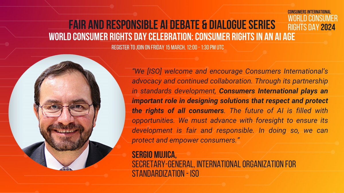 ✨ Join @Consumers_Int this #WorldConsumerRightsDay for a 4-day event on fair #AI. The series of discussions unites leaders to explore topics like AI risks and consumer empowerment through transparency. Event line up 👉 bit.ly/49TUruA @ISOSecGen