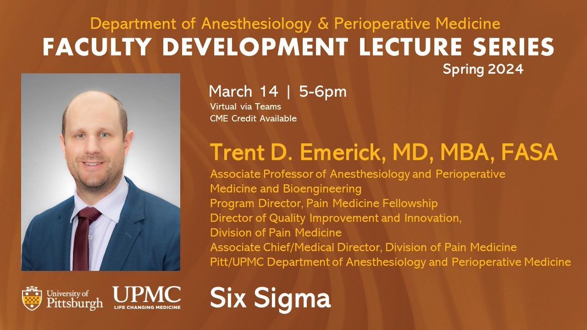 📚 Faculty Development Lecture on March 14 at 5:00pm: Dr. Trent Emerick will present 'Six Sigma.' Faculty members and trainees in our department are invited to attend. 📅 Event details: buff.ly/3LVpAnP