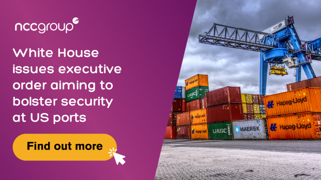 The White House has issued an executive order to boost the cyber security of US ports in a bid to address maritime cyber threat and deter threat actors. Here, Josh Kolleda, Transport Practice Director at NCC Group comments. bit.ly/3Piq7Sj
