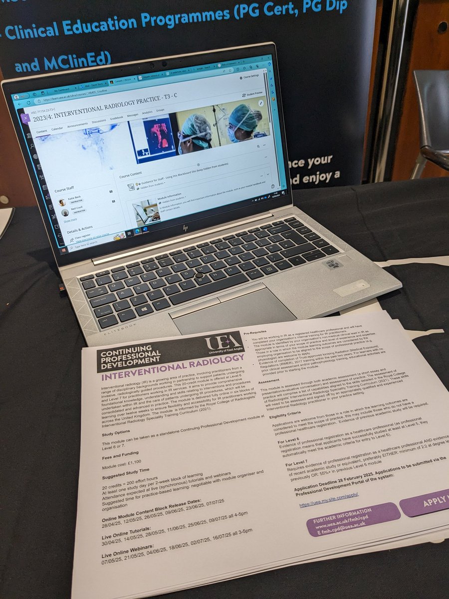 The NCIR team are at the East of England Imaging Academy event today. Promoting our new IR Practitioner Course which launches in April. The module looks amazing! <a href="/uea/">brandon hullott</a>