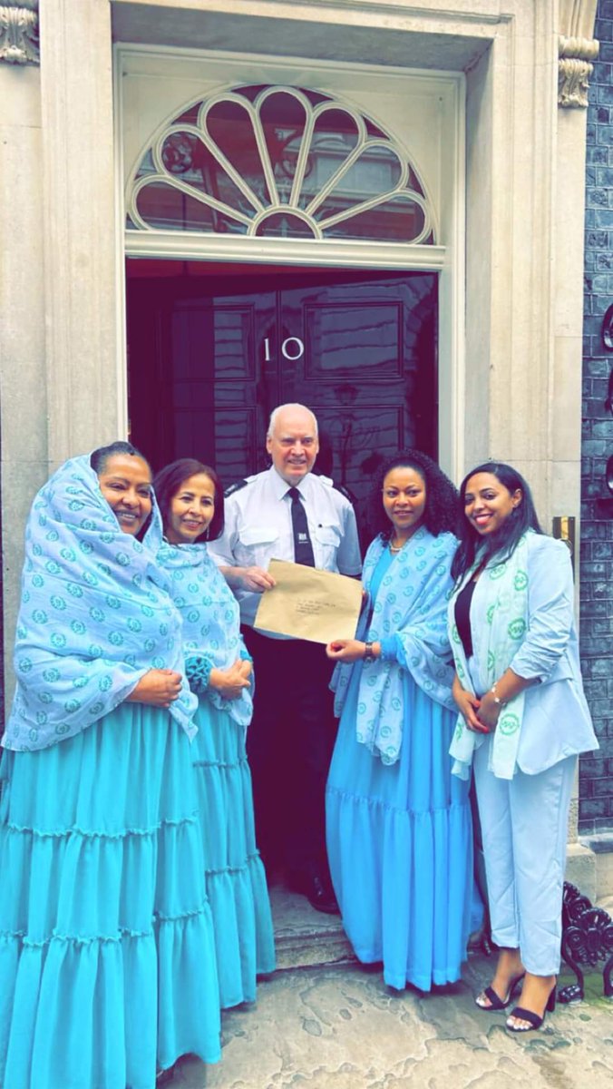 Our sisters and mothers from BN UK visited 10 Downing Street; they delivered a petition to @RishiSunak. Demanding justice for Eritreans and Eritrea. It is inspiring to see our women taking the initiative; our history tells us once our women commit our victory is guaranteed.