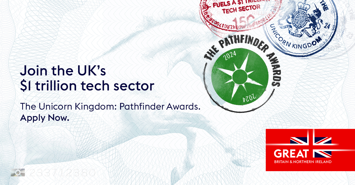 📢Applications for the Unicorn Kingdom: Pathfinder Awards are now open. With a $1 trillion tech ecosystem, the UK 📷 offers endless opportunities for expansion. Find out more and apply now 📷great.gov.uk/ukpa #UK #Innovation #Technology #awards #TechUnicorn