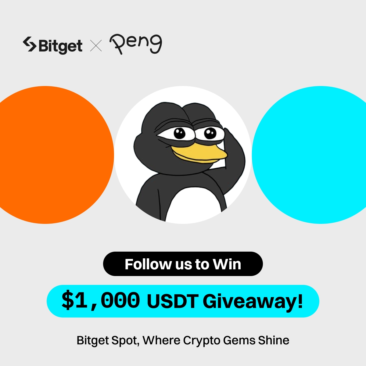 Join the #Bitget x $PENG Giveaway! 💰 1,000 $USDT (20 winners) 1️⃣ Follow @bitgetglobal @pengonsolana 2⃣ Repost with #PENGxBitget & tag your friends 3⃣ Fill out the form: forms.gle/UZPAM23cGP8Veh… 4⃣ Join: t.me/BitgetENOffici…
