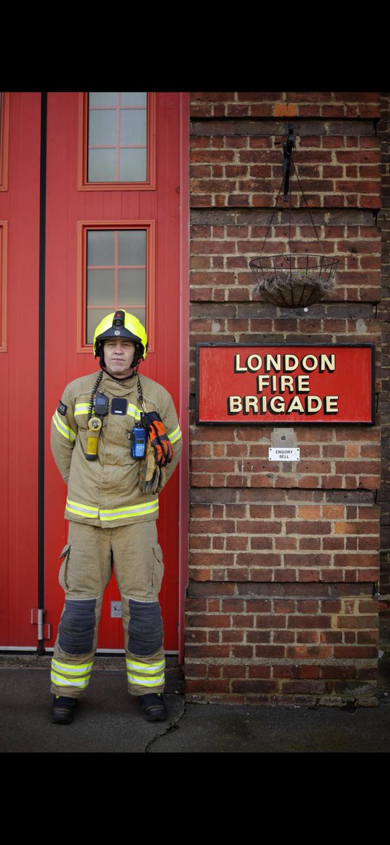 White Watch Mill Hill stand proudly next to the newly restored London Fire Brigade sign hanging outside Mill Hill fire Station. #proud