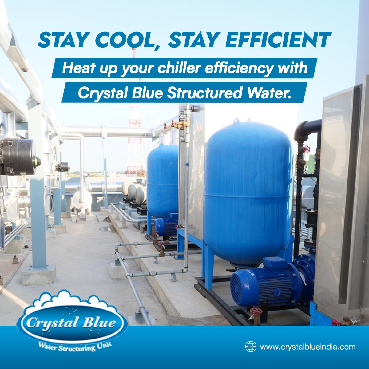 CrystalBlueIn's tweet photo. Enhance your chiller's performance while minimising energy consumption with Crystal Blue's Structured Water. Ensure your operations stay smooth and cost-effective.

#crystalblueindia #crystalbluewater #structuredwater #chillers #energyconsumption #costeffective #efficient https://t.co/BFFFi6rRhf