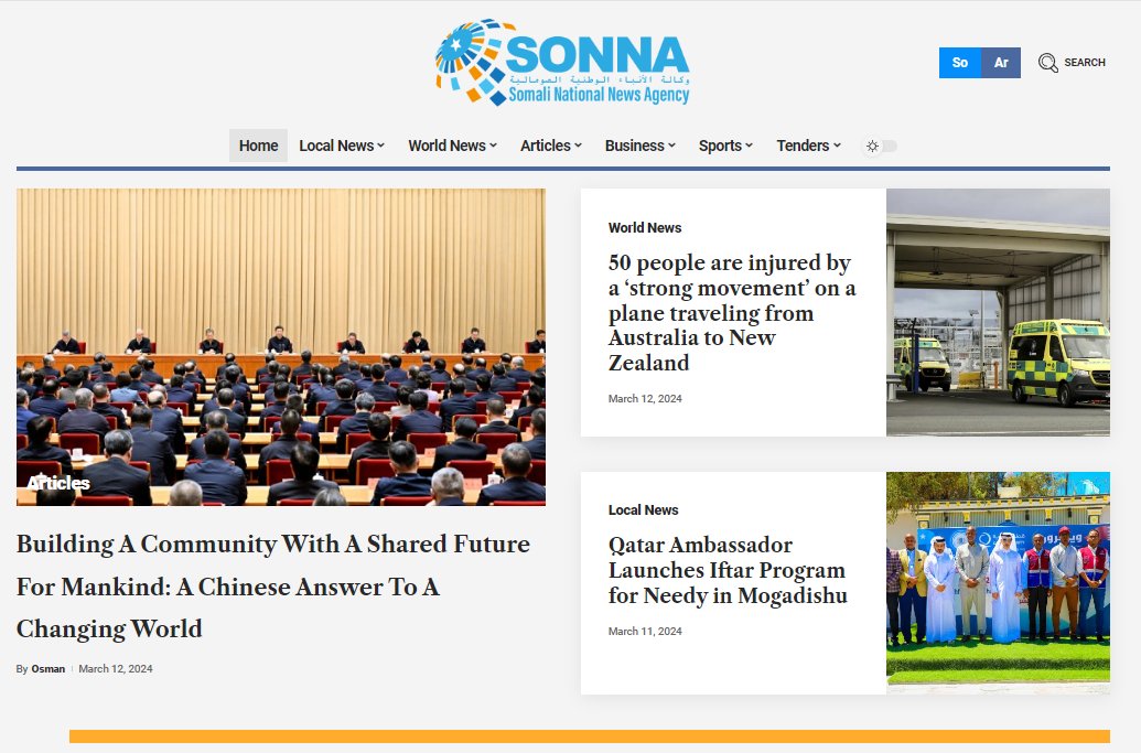 Today, @SONNALIVE published an article written by Chinese Ambassador to Somalia H.E. @FeiShengchao on Chinese answer to a changing world: building a community with a shared future for mankind. 🔗bit.ly/4c8m84t