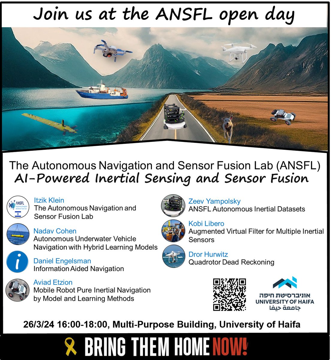 Join the Autonomous Navigation and Sensor Fusion Lab (ANSFL) Open Day ! We'll showcase our research on AI-powered inertial sensing and sensor fusion for various navigation challenges. Register here >> bit.ly/3IrEPCR