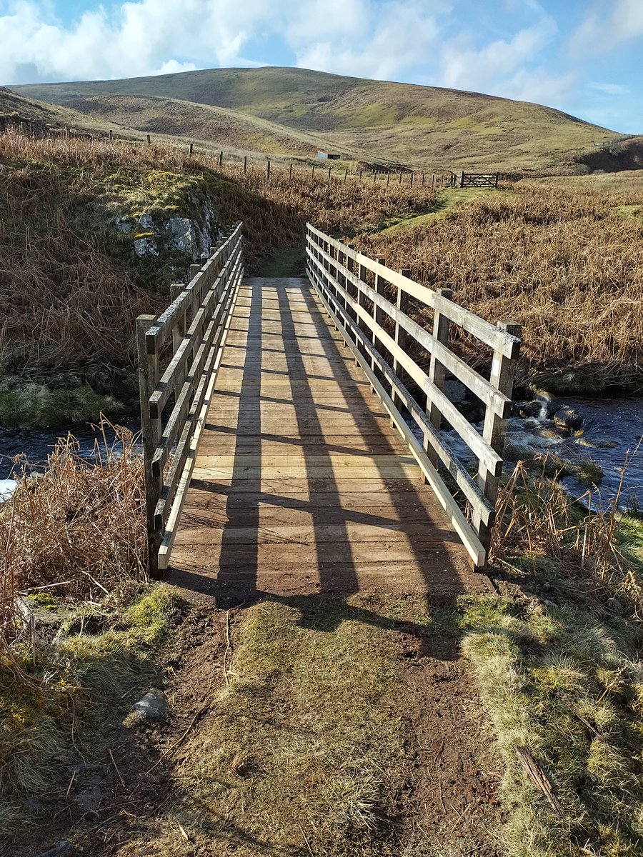 Bridge repaired by Mark and Abbi with fresh wooden boards and rails and at High Bleakhope last week @NlandNP