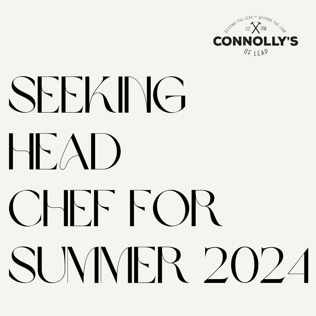 We are excited to announce an opportunity for a Head Chef position in our esteemed establishment. please share this post with anyone you think might be right for the position please submit your resume sam@connollysofleap.com or 0861048377