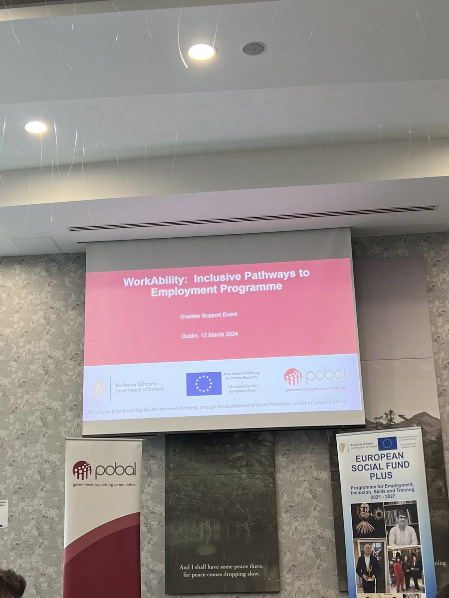 Delighted to be attending <a href="/pobal/">Pobal</a> <a href="/CrownePlazaBlan/">Crowne Plaza Dublin Blanchardstown</a> today for the launch of ESF+co-funded #WorkAbility : Inclusive Pathways to Employment Programme. #euinmyregion 🇮🇪🇪🇺 <a href="/EUfundsIreland/">eufunds.ie</a> <a href="/ESFIreland/">ESF Ireland</a> <a href="/Carol_orourke/">Carol o'rourke</a>