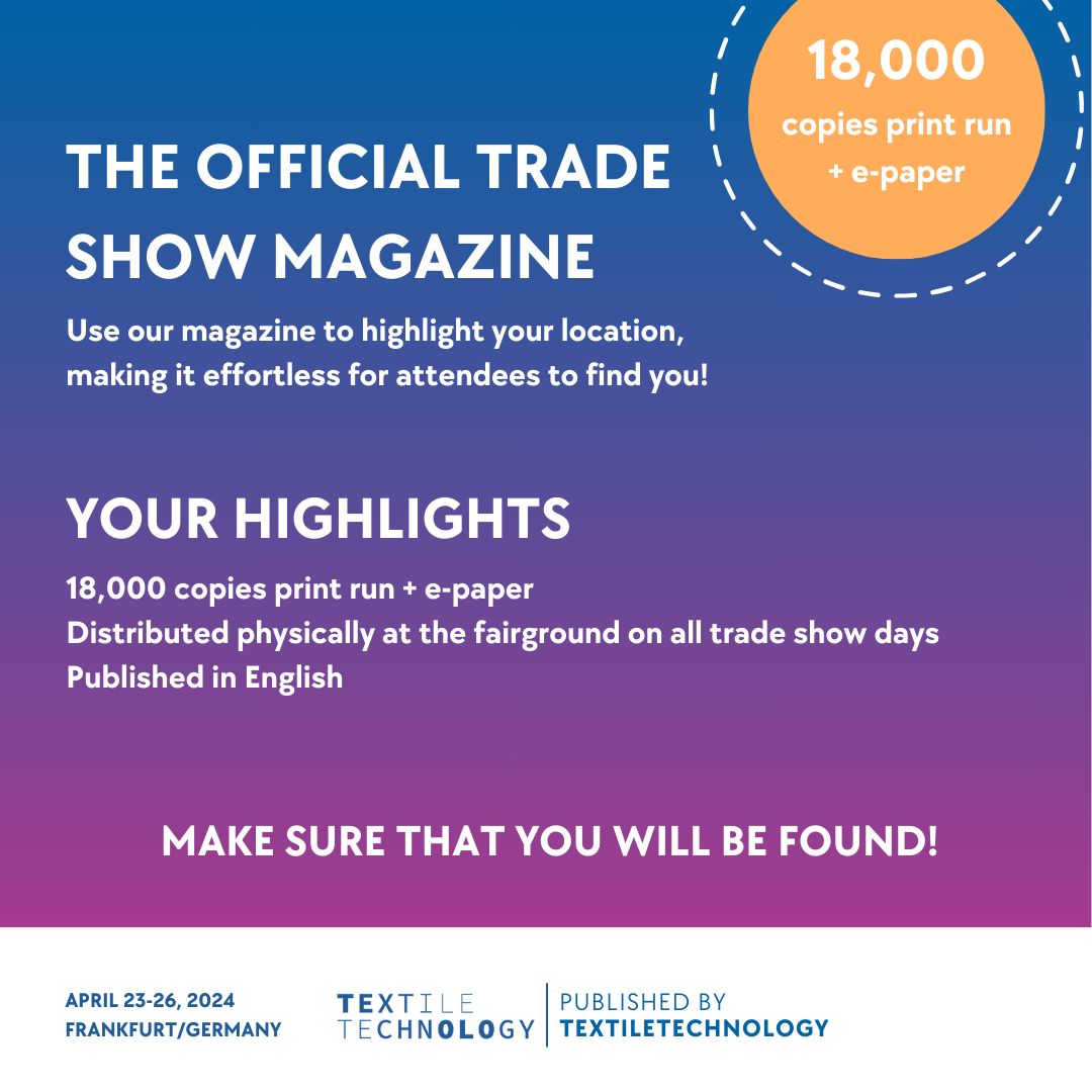 For the first time, @textiletechno collaborates with @messefrankfurt to present the official trade show magazine of #Techtextil + #Texprocess. Don’t miss the chance to push your trade fair experience forward and register now for a place in the magazine. textiletechnology.net/media/media/10…