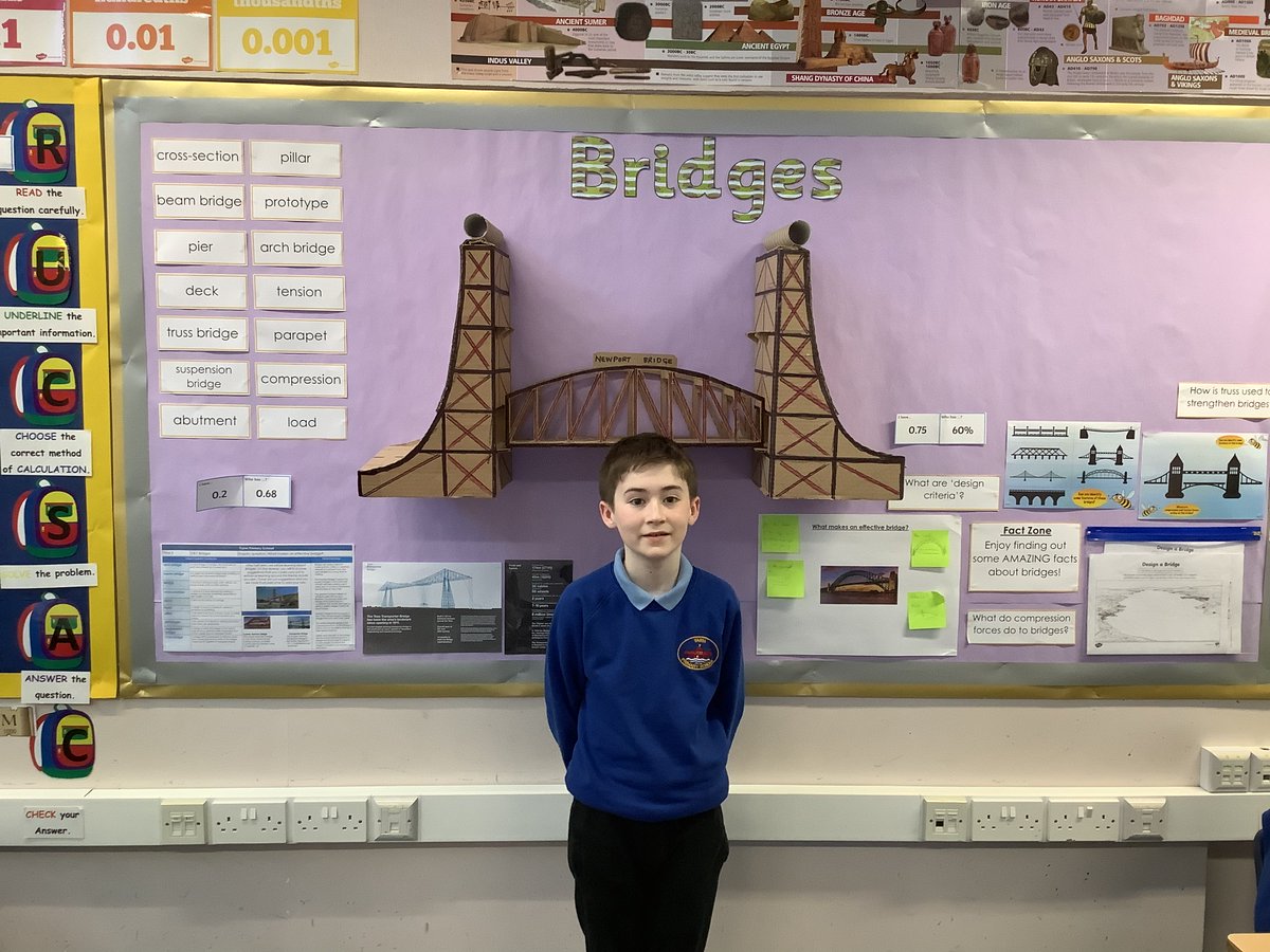 As part of our Year 5 Bridges topic, Edward created this incredible model of one of our local bridges, the Newport Bridge. It’s now proudly on display in our classroom. Thanks Edward! #yarmdt #yarmstem