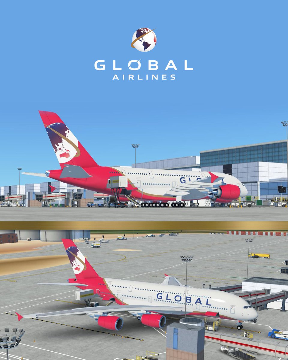 globalairlines's tweet photo. Following hot on the heels of our @infiniteflight livery reveal, our superjumo is now flyable. Where will you take it to?
#GlobalAirlines #A380 #BestWaytoFly #InfiniteFlight https://t.co/WQ1DjZMWfT