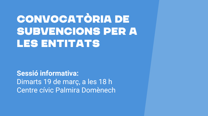 L’Ajuntament durà a terme una sessió informativa per a les entitats sobre les properes convocatòries de subvencions

L’objectiu serà explicar el funcionament general del procés per tal de facilitar la gestió de les diferents sol·licituds

Més info  👉🏿 elprat.cat/actualitat/not…