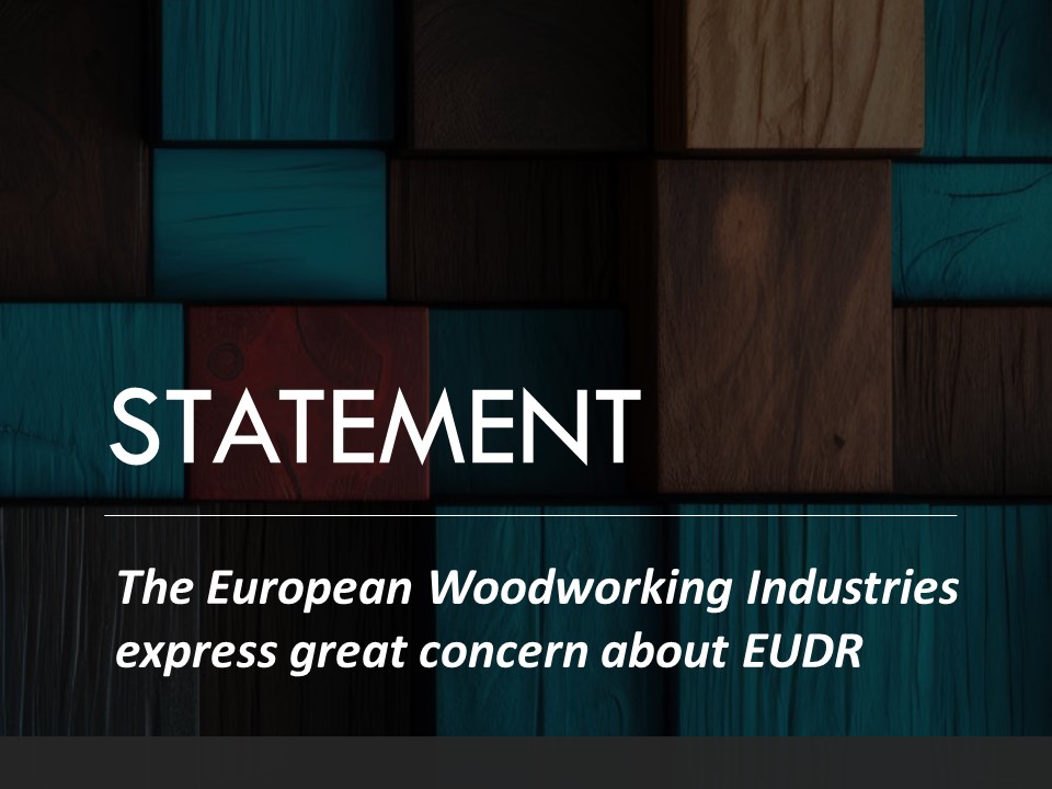 🗣  The European Woodworking Industries express great concern about EUDR

👉  Read the full statement: lnkd.in/eS9ptNuc