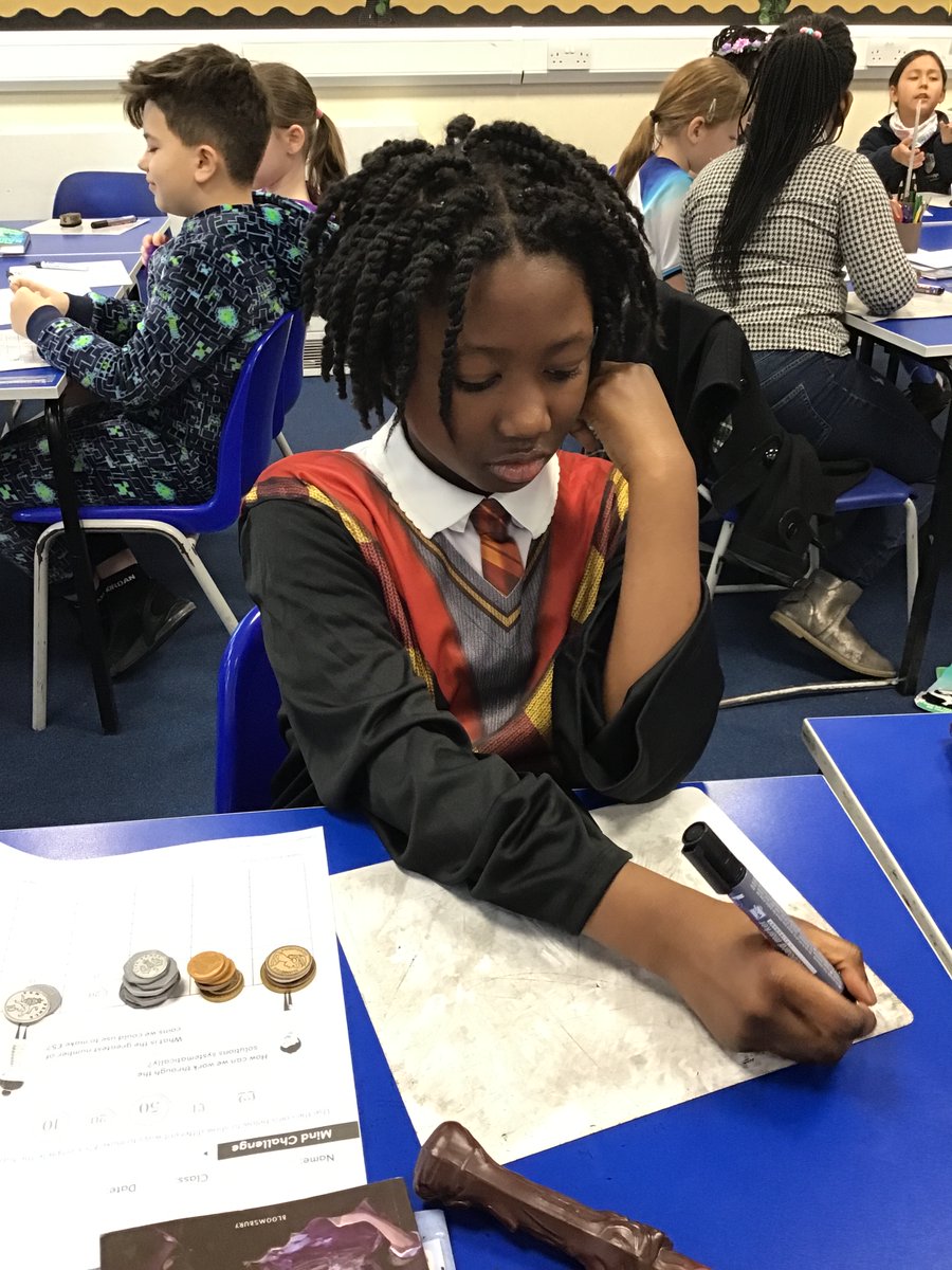 whybridgejunior's tweet photo. On World Book Day, Year 4 were learning about money in their Maths lesson. https://t.co/EPN9Q4W8QF