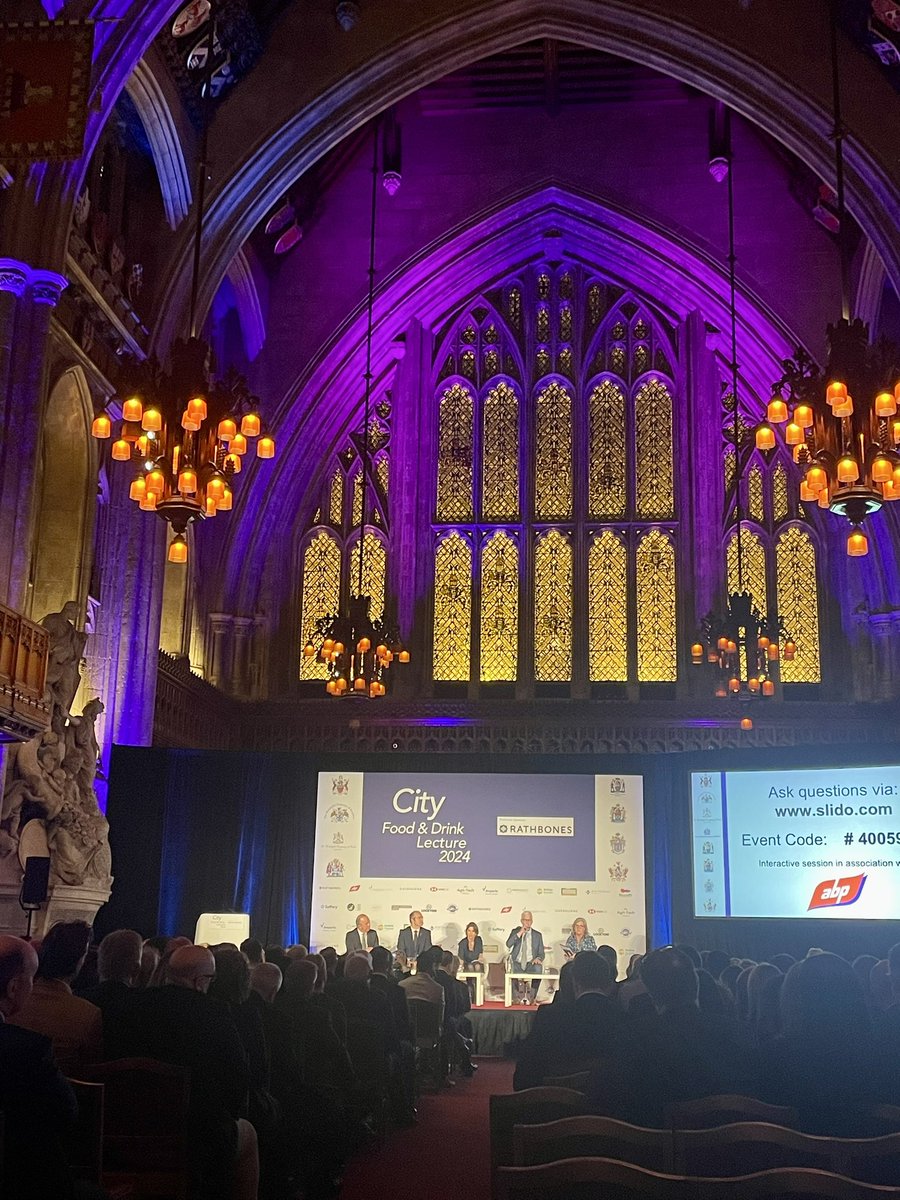 What a privilege to attend #CFDL2024 <a href="/CityFoodLecture/">City Food and Drink Lecture</a> alongside fellow students interested in food systems. 
We heard from the likes of the Executive Director of the <a href="/Food_Foundation/">The Food Foundation</a> and the CEO of <a href="/sainsburys/">Sainsbury's</a> debating the future of food to protect our planet and our health... 💭