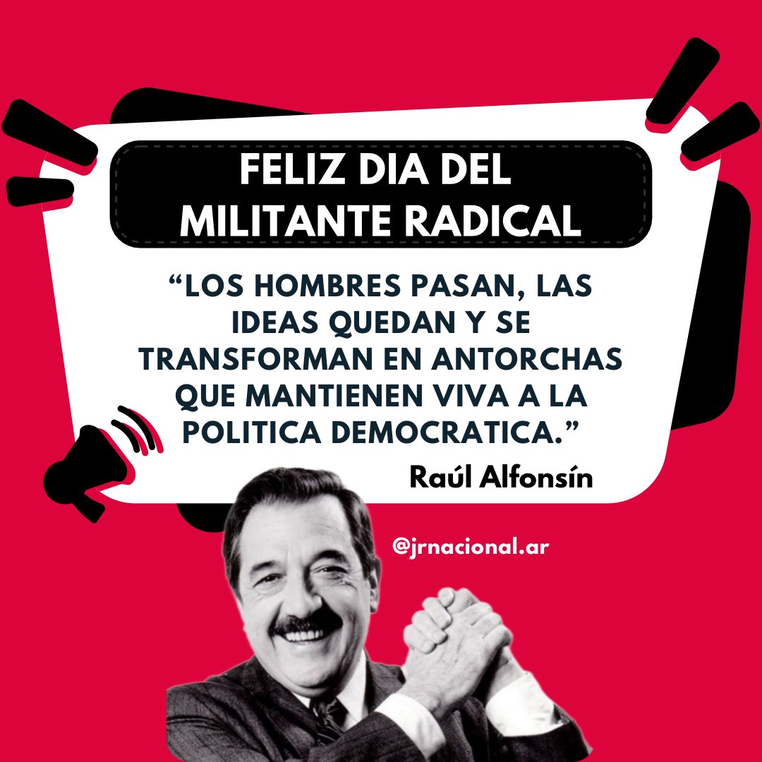 jrnacional's tweet photo. Hoy conmemoramos el Día del Militante Radical, en honor al nacimiento de Raúl Ricardo Alfonsín. 

Feliz día para los que levantamos bien alto, todos los días, la bandera de la igualdad, la libertad y el bienestar de los argentinos. 

¡Hoy y siempre, Adelante Radicales! 🇵🇱 https://t.co/mygykJ0STx