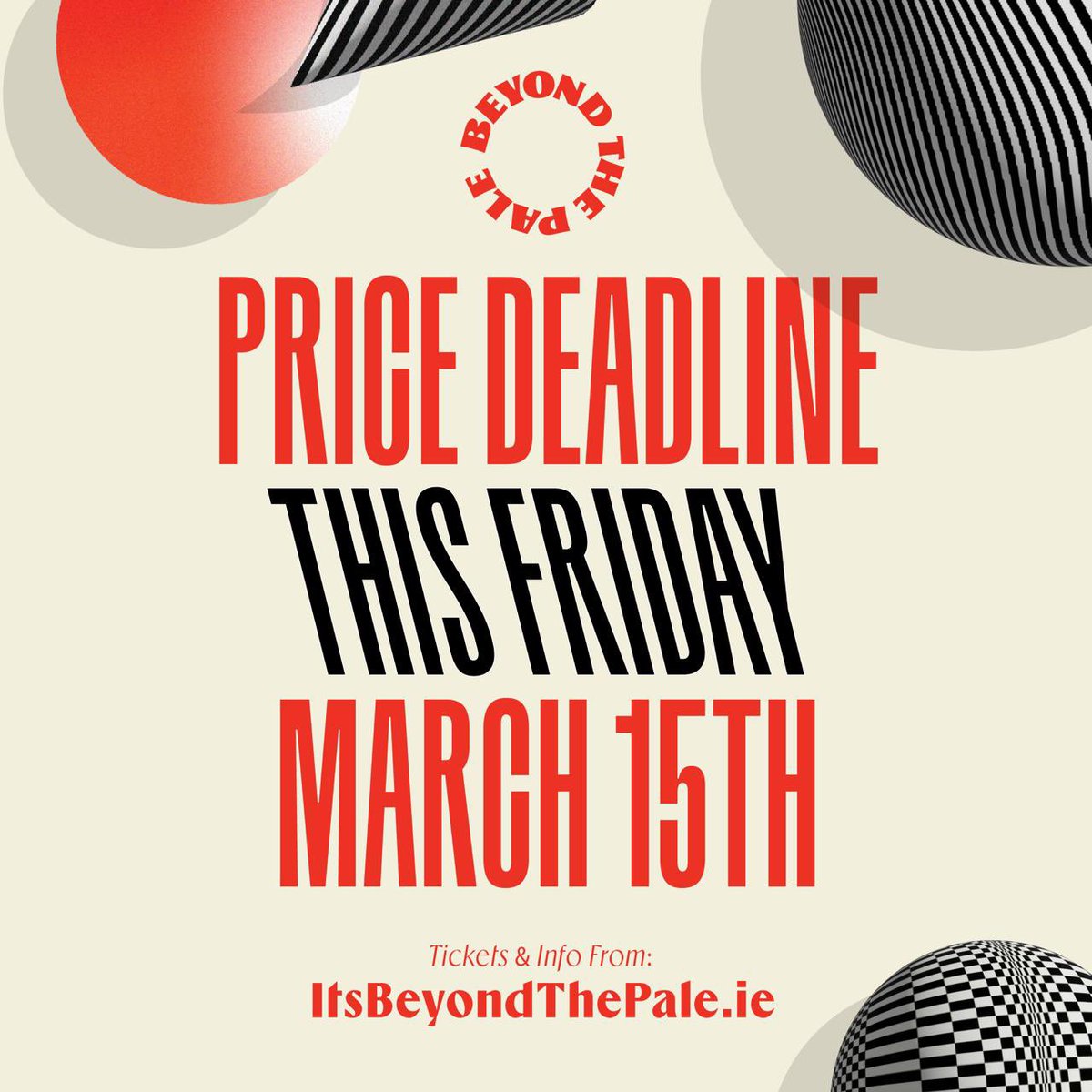 🚨 Ticket Alert! 🚨 This Friday, March 15th at 10 PM, our 3-Day Camping ticket prices will rise! 🎟️ Grab your weekend pass for Beyond the Pale now for just €229 before they go up! Don't miss your chance to join the ultimate festival experience! 💥 #BeyondThePale