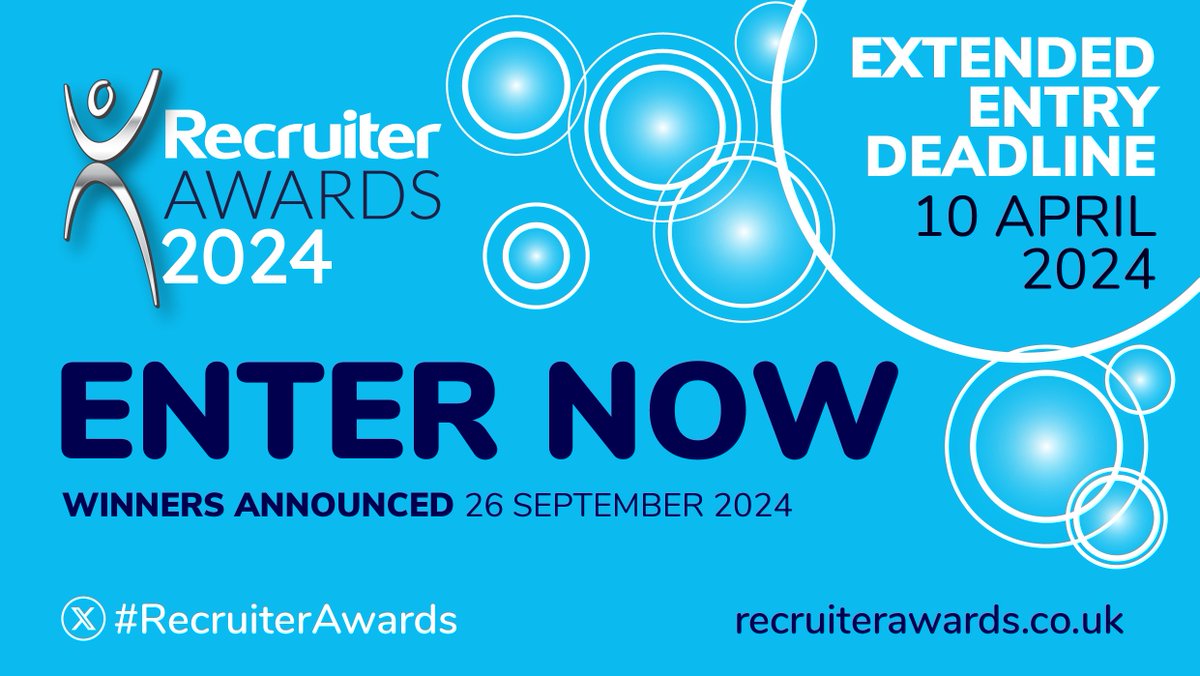 Do you want to be credited as a top performer in recruitment and be recognised for your or your team’s outstanding achievements? Then enter the #RecruiterAwards 2024 now before time runs out. Entry deadline is 10 April so don’t delay: recruiterawards.co.uk