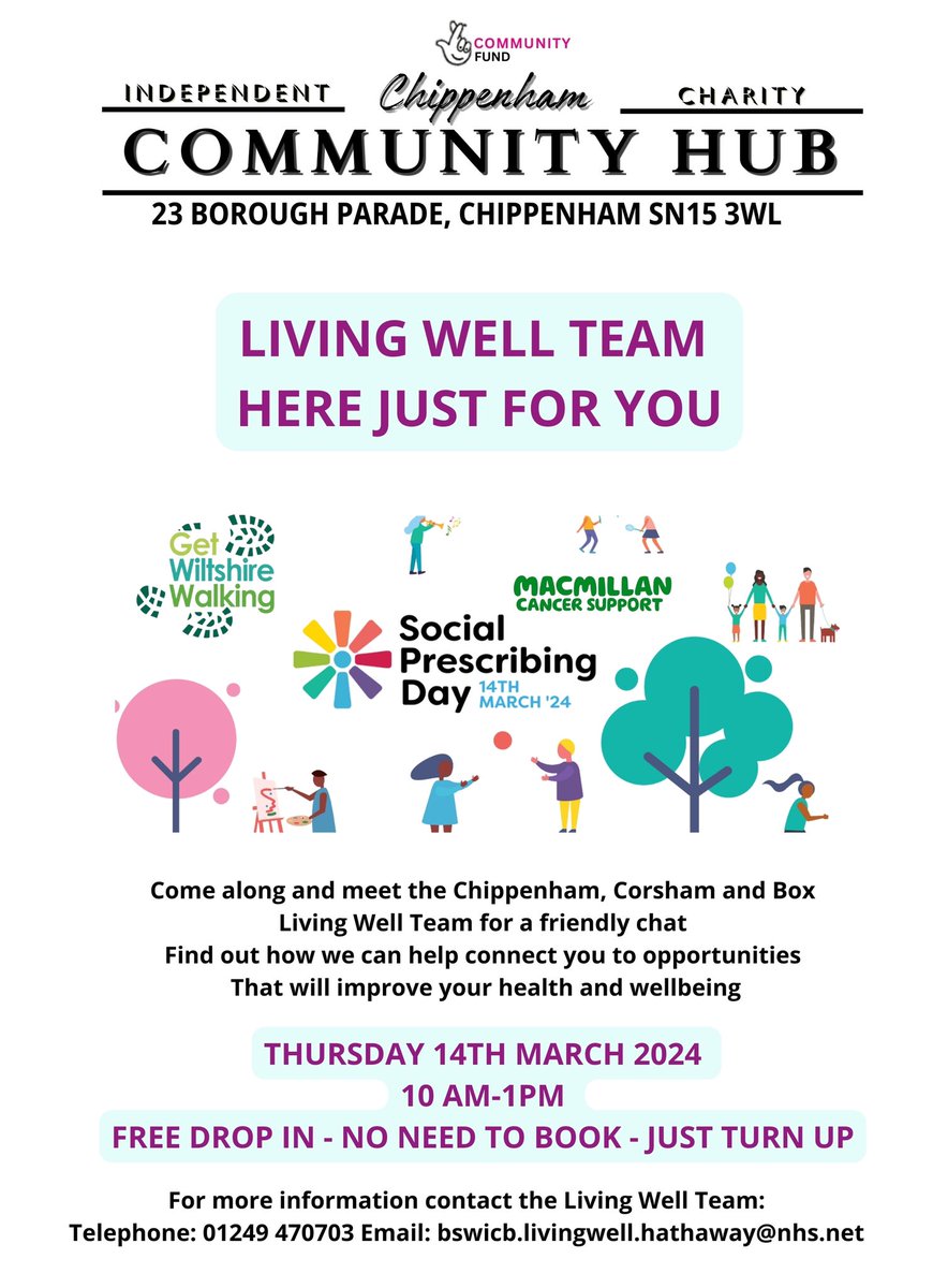 This week sees the Living Well Team from several areas come together @chippenhamhub to celebrate Social Prescribing Day.