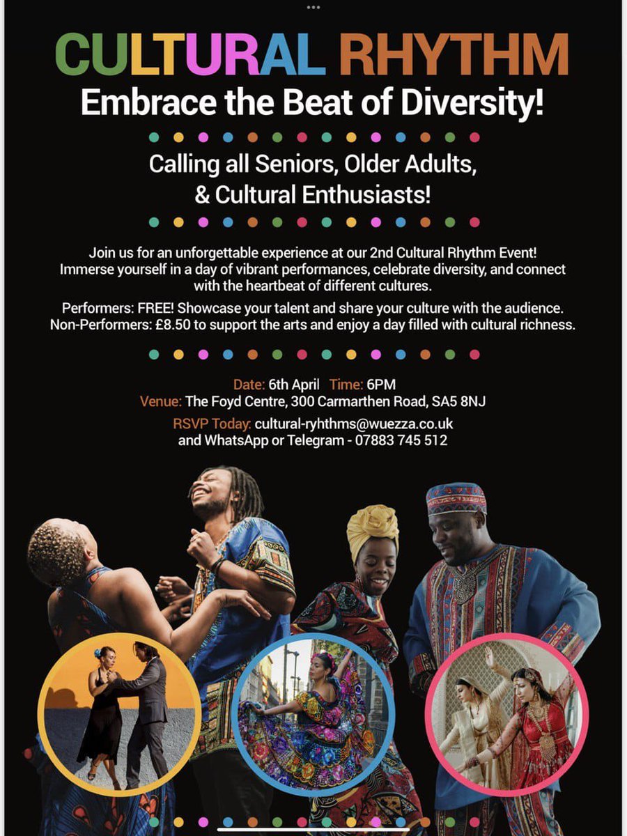 Please share & support! Our friends #CulturalRhythms are hosting a night of cultural connections through a celebration of the arts! Come along!! Date: 6th April Time: 6pm Where: FOYD BUILDING