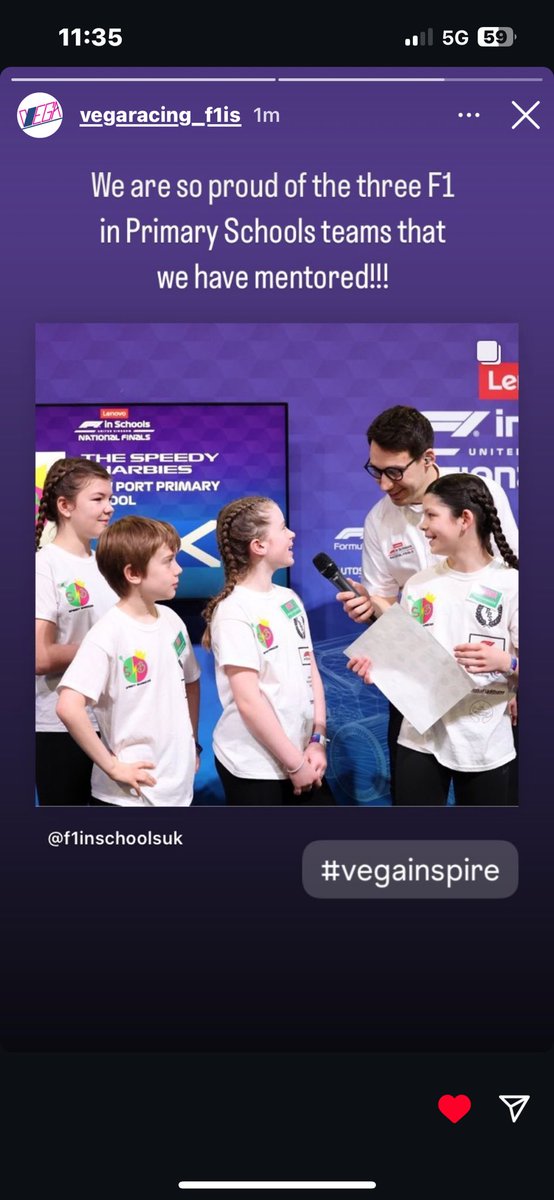 It’s great to be watching the @f1inschoolsUK primary school competition. @VegaRacingF1IS have mentored Linlithgow’s primary school teams. We are on our way to join them with Nevis Racing. #LLGF1iS