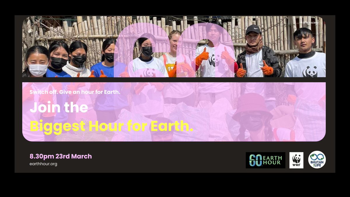 This Earth Hour we collaborated with EFN Society, Rover Scouts, Tarayana Club, and Y-Peer. Watch the video here:youtu.be/YJhqRFMLUaY?si… We are working with many other youth groups. Stay tuned. @earthhour @WWFUS @CRRinzin @bhutanforlife #BiggestHourForEarth #MyHourforEarth 🌎